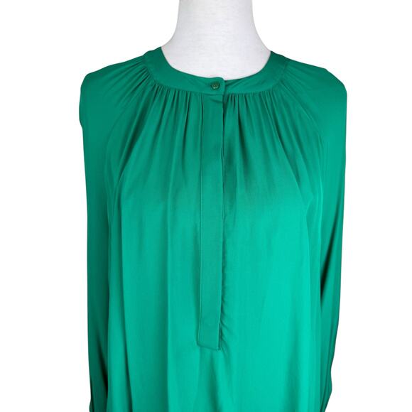 Reiss NWT Gwen Green Long Gathered Blouson Sleeve Cocktail Business Blouse - Picture 6 of 16